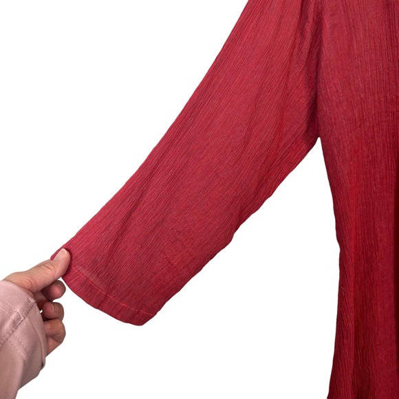 Cut Loose Lagenlook Textured Button Front Tunic Raspberry Medium - Picture 3 of 10